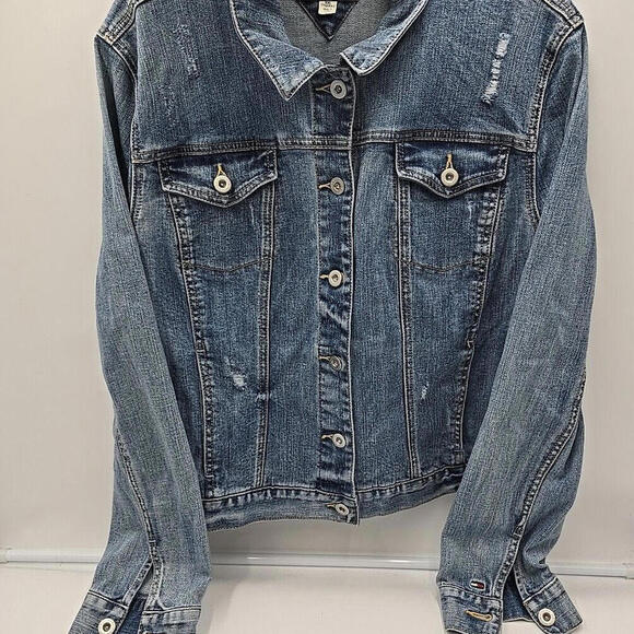 Tommy Hilfiger Classic VTG Trucker‎ Denim Jacket Y2K Blue XXL - Picture 10 of 14